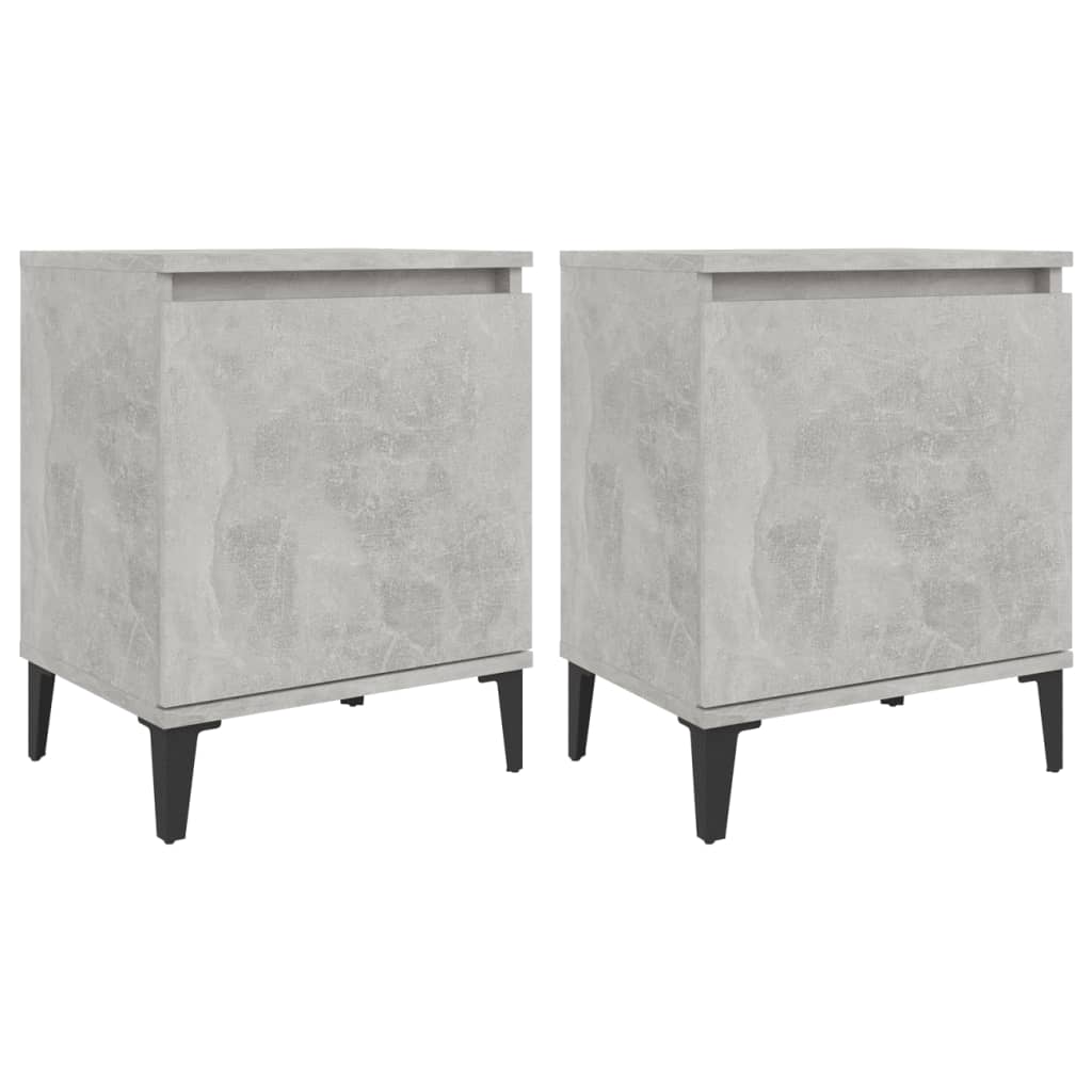 Nachtkastjes Met Metalen Poten 40X30X50 Cm 2 Betongrijs