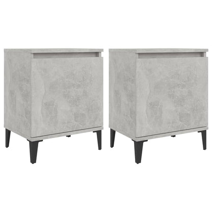Nachtkastjes Met Metalen Poten 40X30X50 Cm 2 Betongrijs