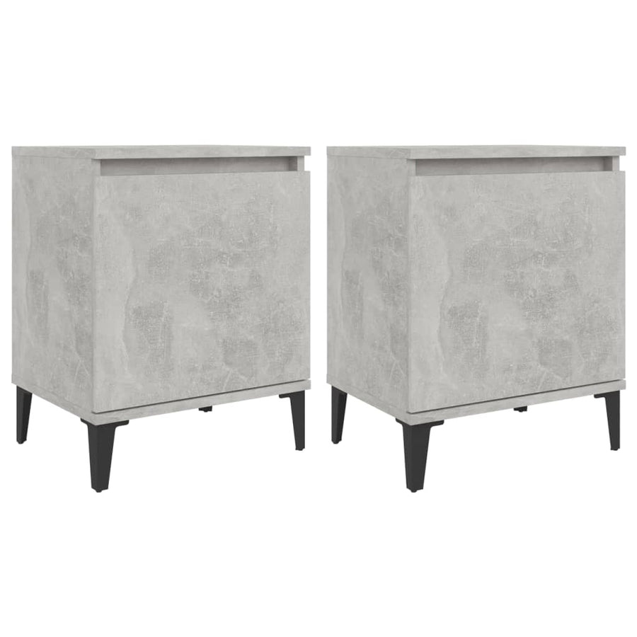 Nachtkastjes Met Metalen Poten 40X30X50 Cm 2 Betongrijs