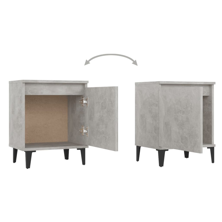 Nachtkastjes Met Metalen Poten 40X30X50 Cm 2 Betongrijs
