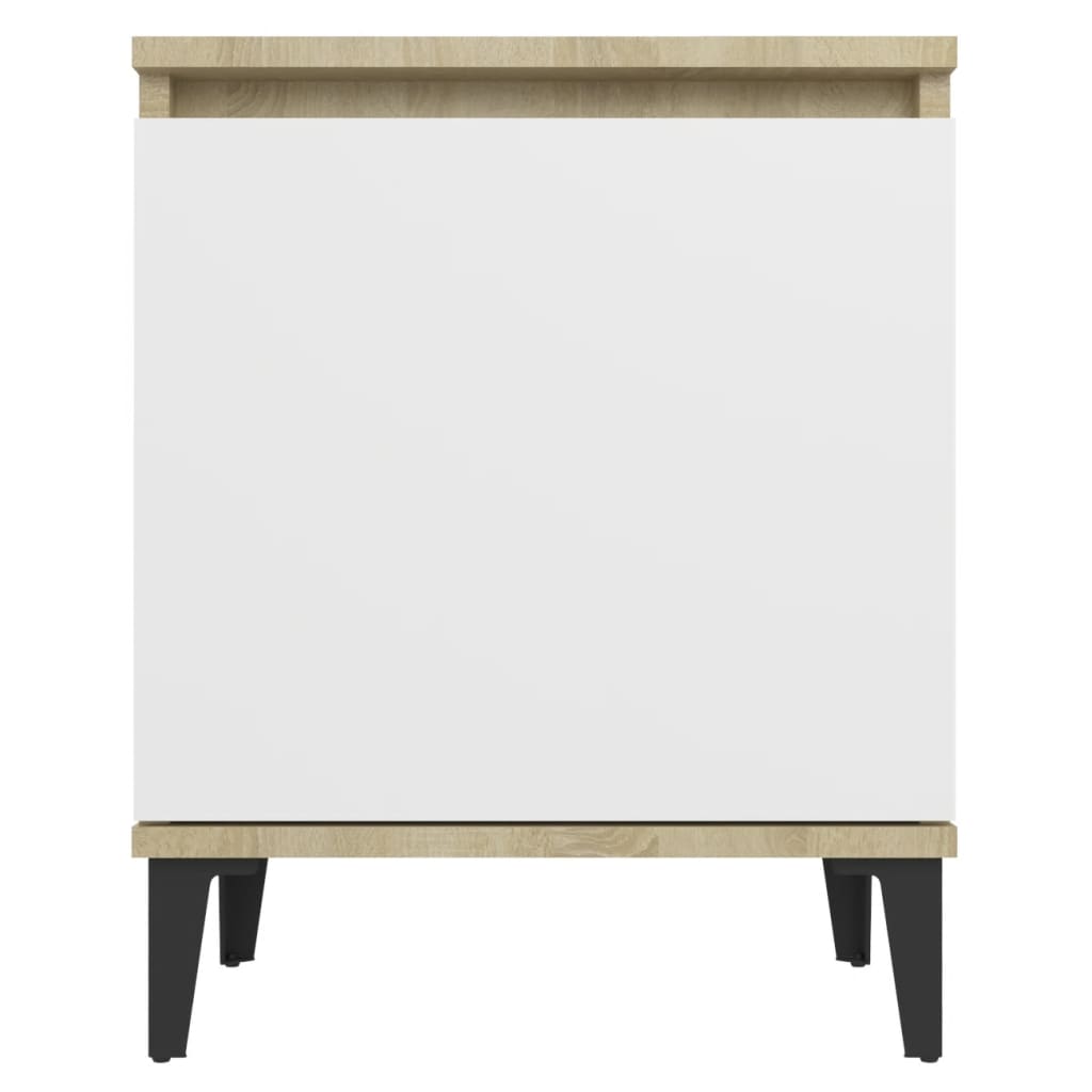 Nachtkastjes met metalen poten 40x30x50 cm sonoma eiken en wit