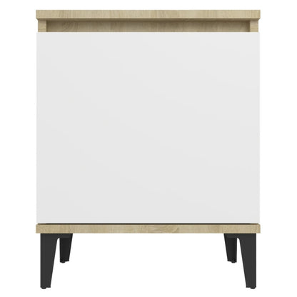 Nachtkastjes met metalen poten 40x30x50 cm sonoma eiken en wit