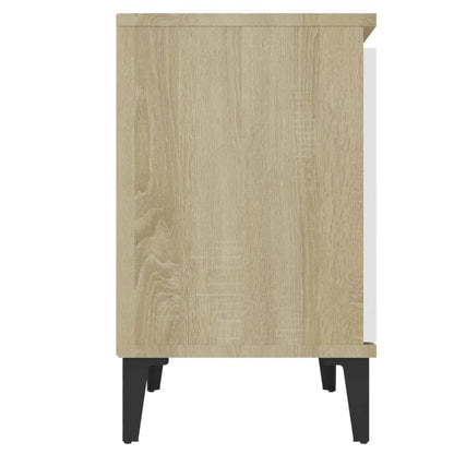 Nachtkastjes met metalen poten 40x30x50 cm sonoma eiken en wit