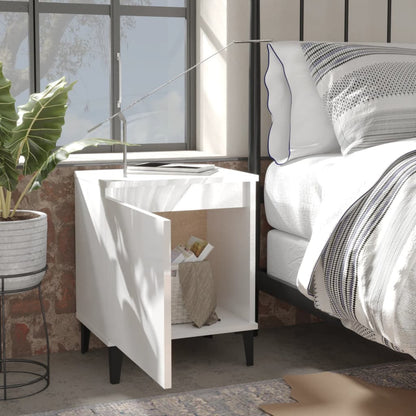 Nachtkastjes met metalen poten 40x30x50 cm hoogglans wit