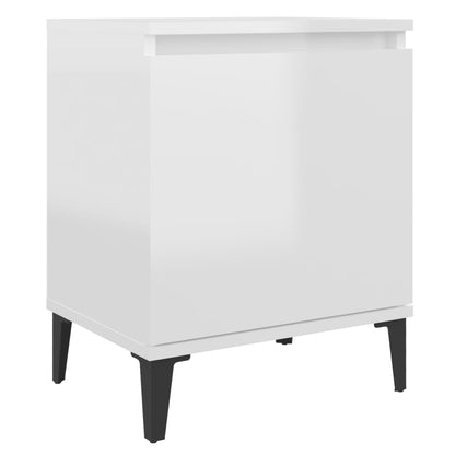 Nachtkastjes met metalen poten 40x30x50 cm hoogglans wit