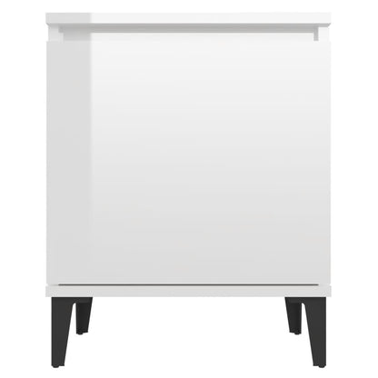 Nachtkastjes met metalen poten 40x30x50 cm hoogglans wit