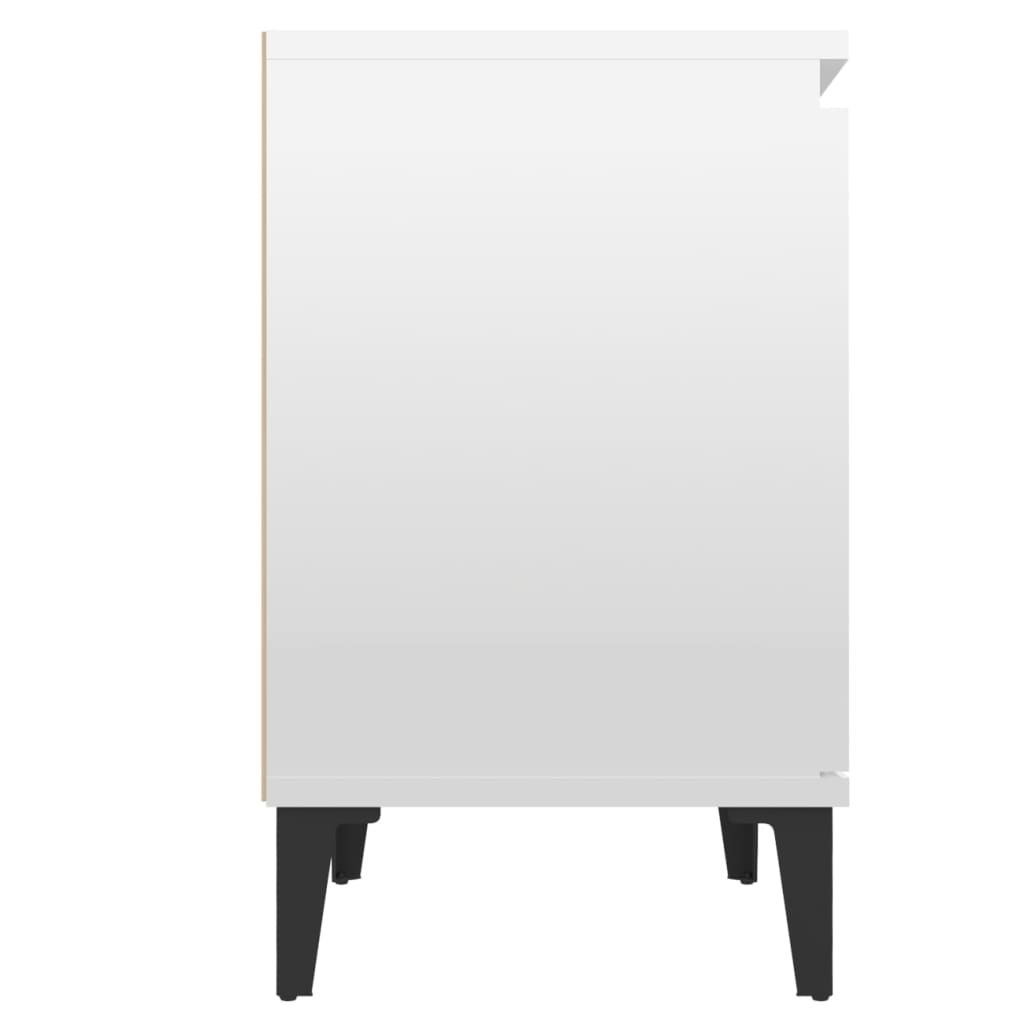 Nachtkastjes met metalen poten 40x30x50 cm hoogglans wit