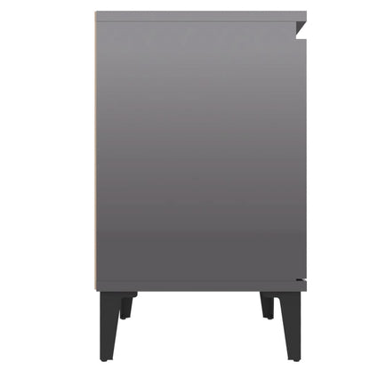 Nachtkastje met metalen poten 40x30x50 cm hoogglans grijs