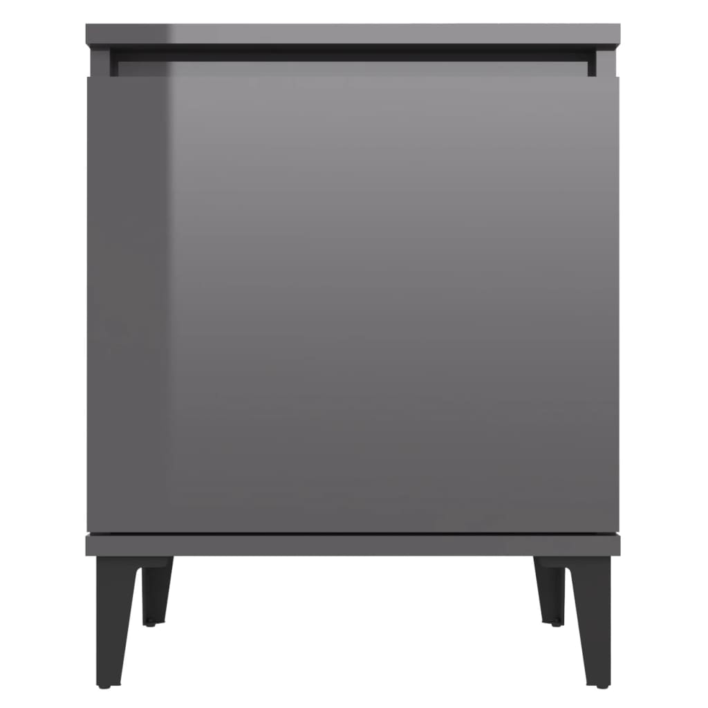 Nachtkastjes met metalen poten 40x30x50 cm hoogglans grijs