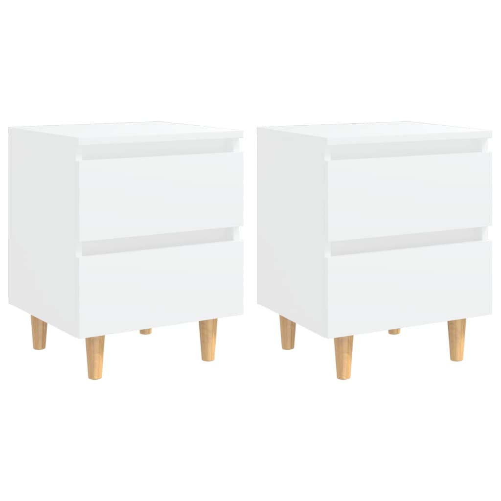 Nachtkastjes Met Grenenhouten Poten 40X35X50 Cm 2 Wit