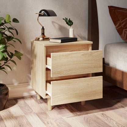 Nachtkastje met houten poten 40x35x50 cm sonoma eikenkleurig 1 Sonoma eiken