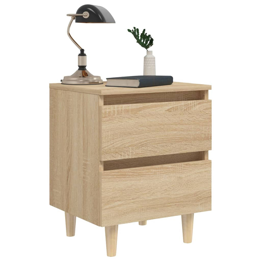 Nachtkastje met houten poten 40x35x50 cm sonoma eikenkleurig 1 Sonoma eiken