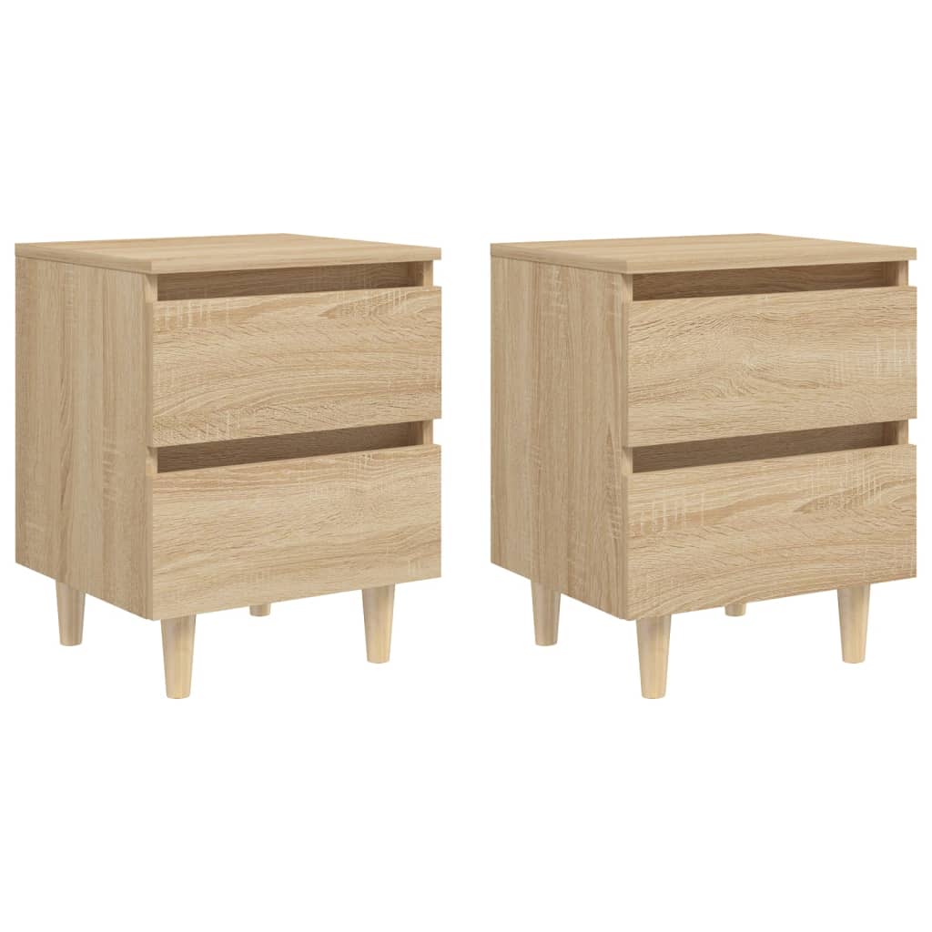 Nachtkastjes Met Houten Poten 40X35X50Cm Kleur 2 Sonoma eiken