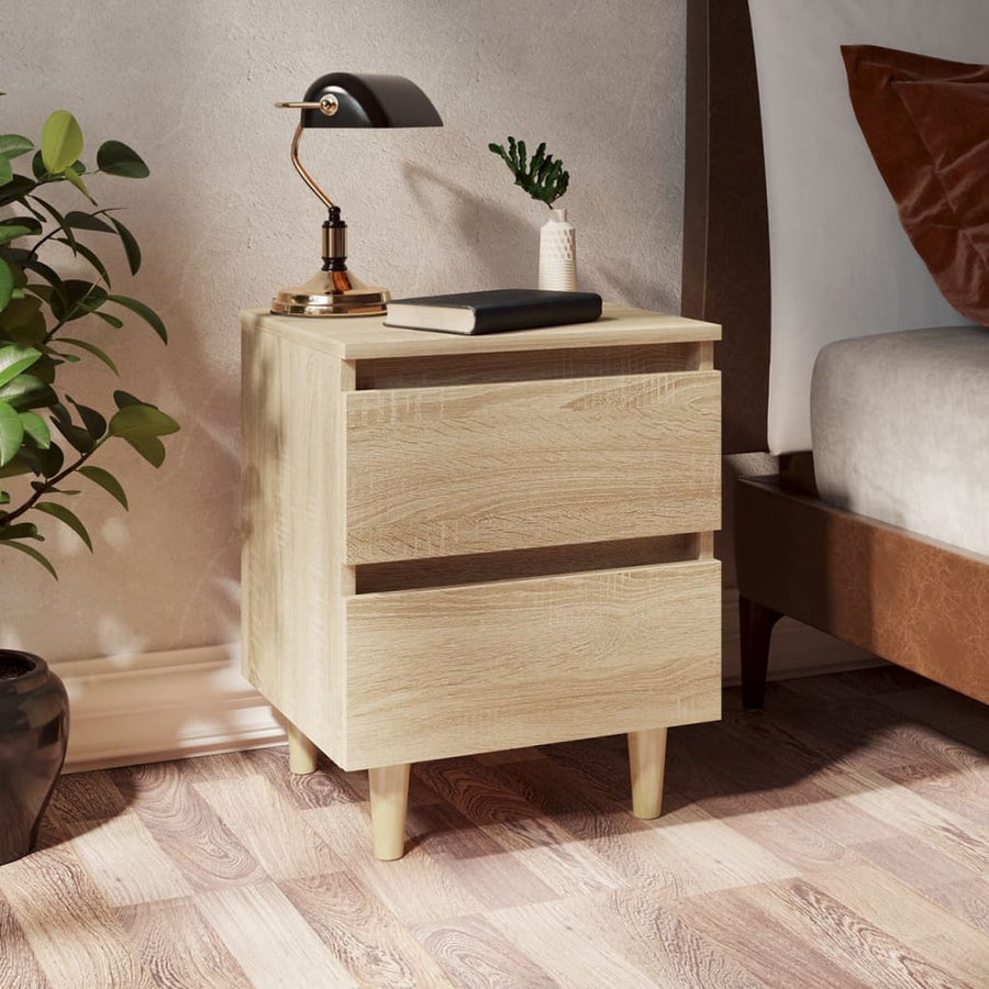 Nachtkastjes Met Houten Poten 40X35X50Cm Kleur 2 Sonoma eiken