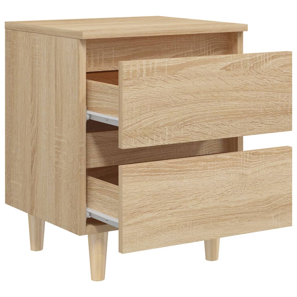 Nachtkastjes Met Houten Poten 40X35X50Cm Kleur 2 Sonoma eiken