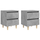 Nachtkastjes 2 st 40x35x50 cm betongrijs grenenhouten poten