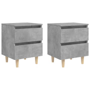 Nachtkastjes 2 st 40x35x50 cm betongrijs grenenhouten poten