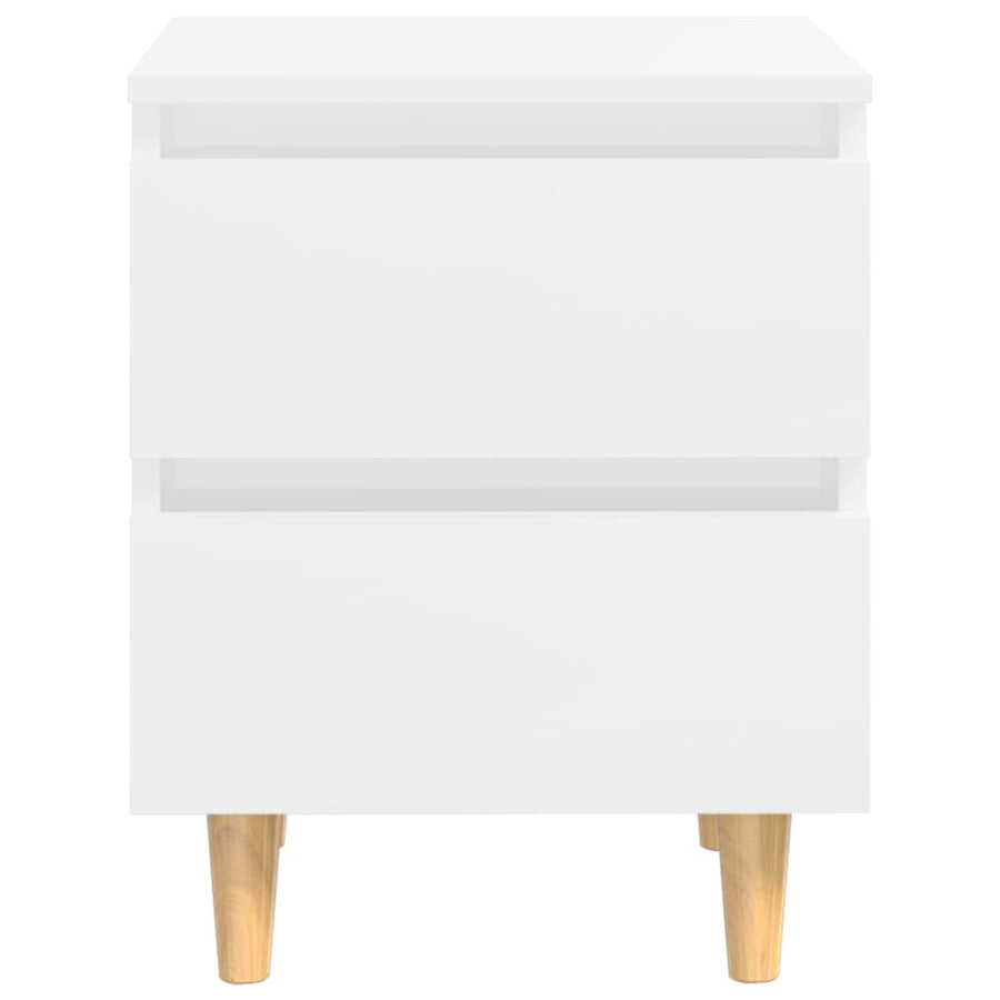 Nachtkastjes 2 st met houten poten 40x35x50 cm hoogglans wit 2 Hoogglans wit