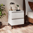 Bedside table 40x35x50 cm carved wood white