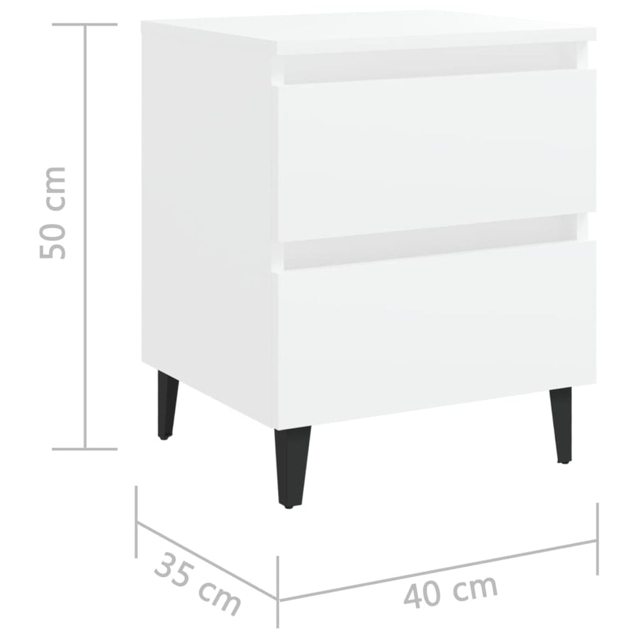 Nachtkastjes 40X35X50 Cm Bewerkt Hout 2 Wit