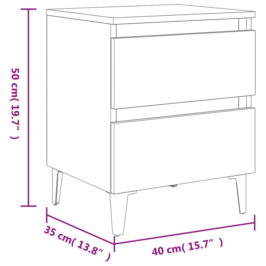 Nachtkastje 40X35X50 Cm Spaanplaat 1 Betongrijs