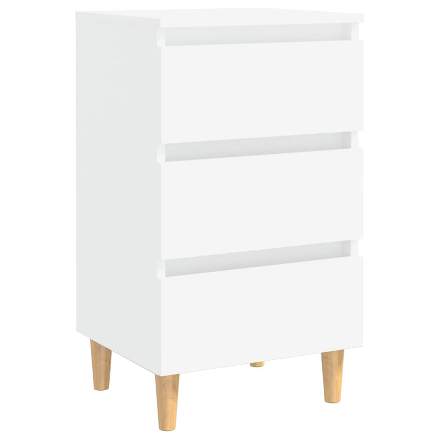 Nachtkastje met massief houten poten 40x35x69 cm wit 1 Wit