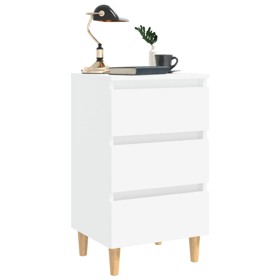 Nachtkastje met massief houten poten 40x35x69 cm wit 1 Wit