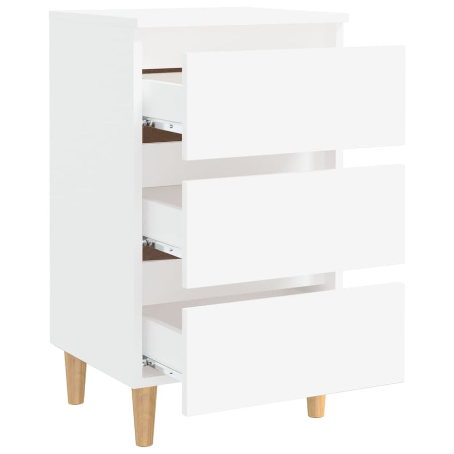 Nachtkastje met massief houten poten 40x35x69 cm wit 1 Wit