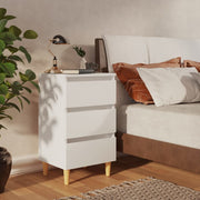Nachtkastje 40x35x69 cm wit massief houten poten