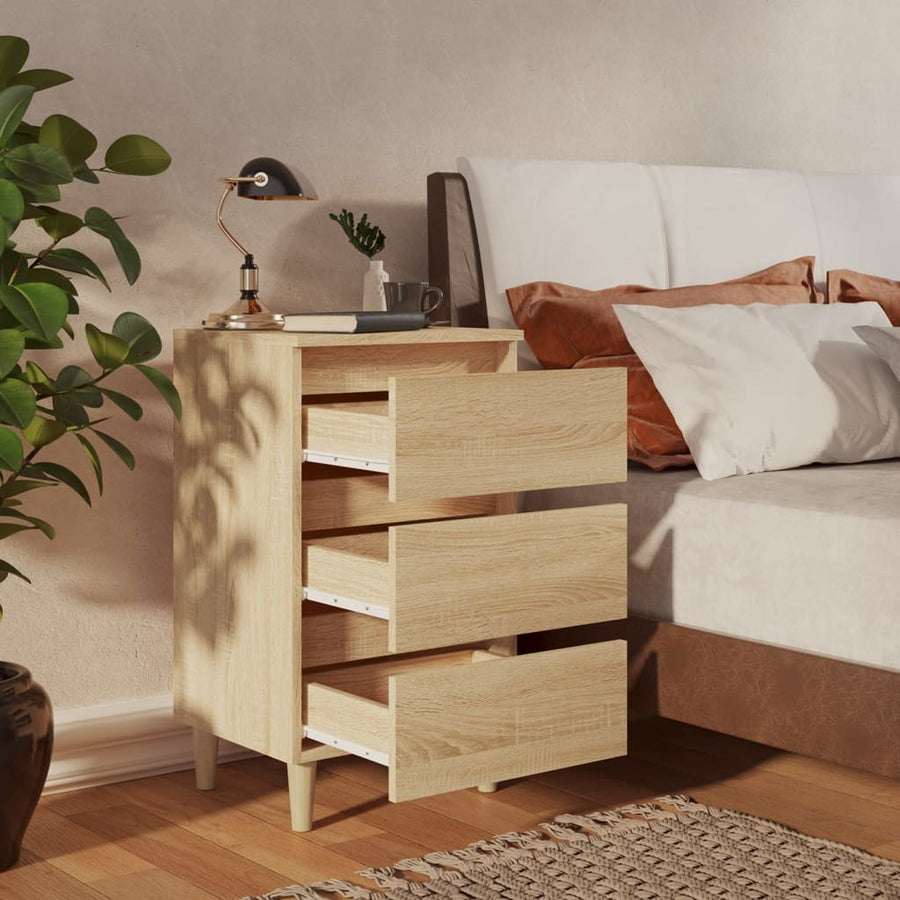 Nachtkastje met houten poten 40x35x69 cm sonoma eikenkleurig 1 Sonoma eiken
