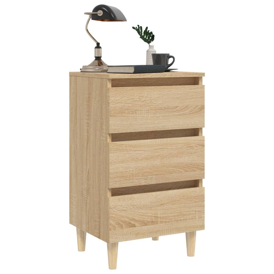 Nachtkastje met houten poten 40x35x69 cm sonoma eikenkleurig 1 Sonoma eiken