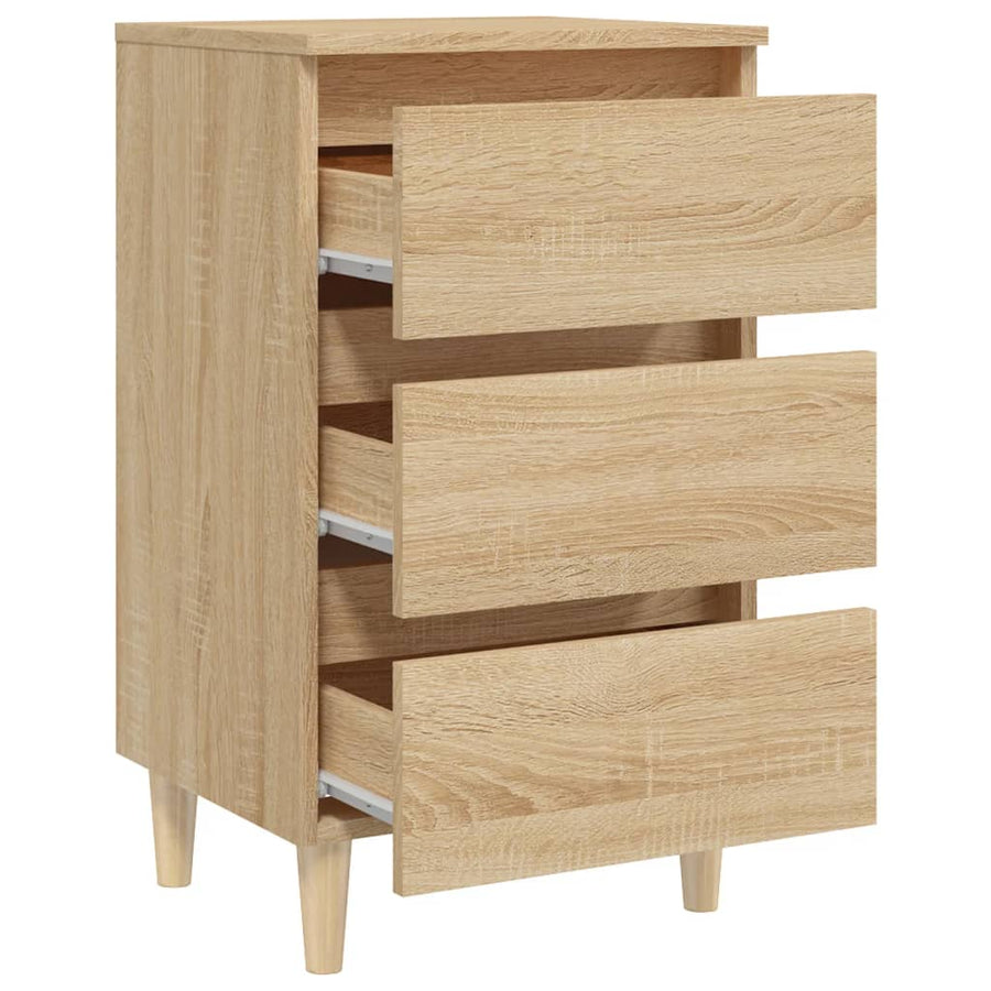 Nachtkastje met houten poten 40x35x69 cm sonoma eikenkleurig 1 Sonoma eiken
