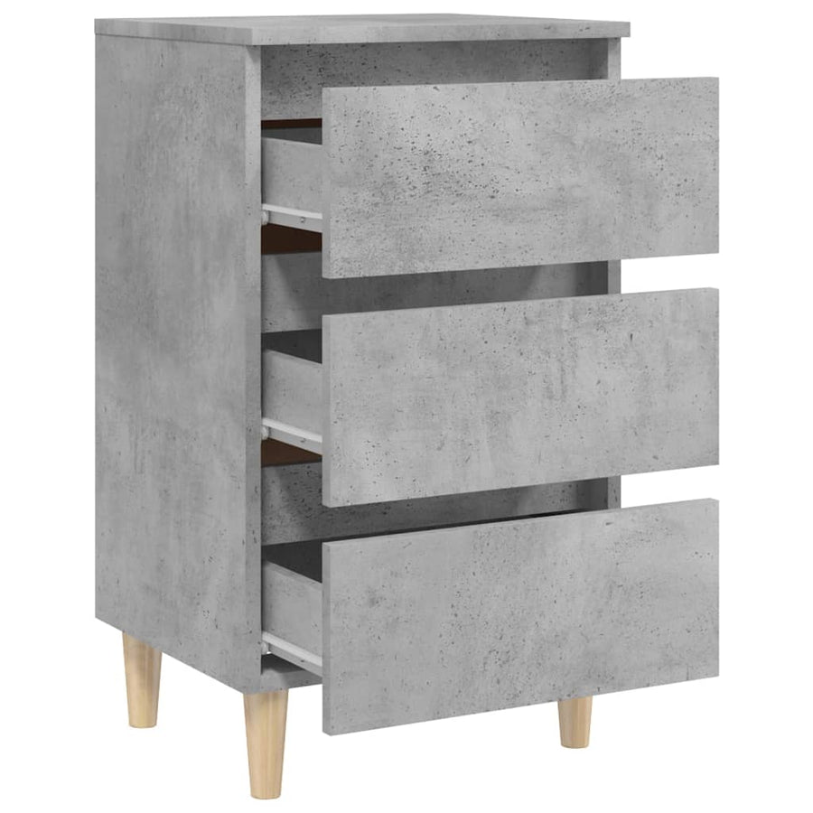 Nachtkastje met massief houten poten 40x35x69 cm betongrijs 1 Betongrijs