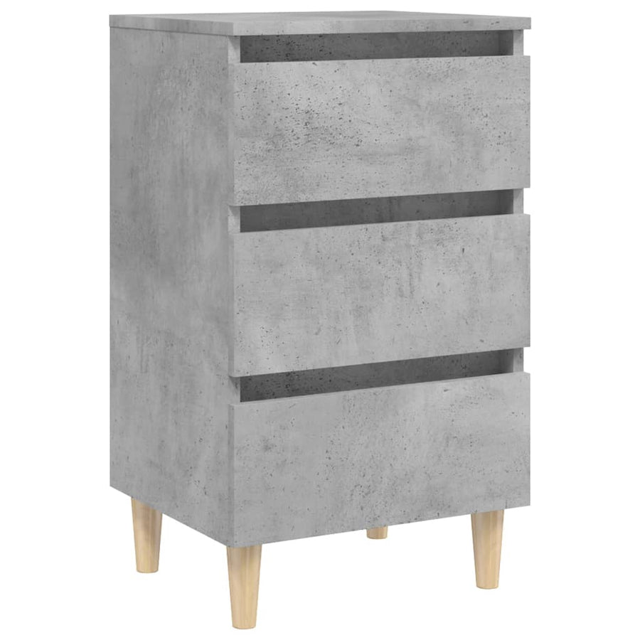 Nachtkastjes 2 st met houten poten 40x35x69 cm betongrijs 2 Betongrijs