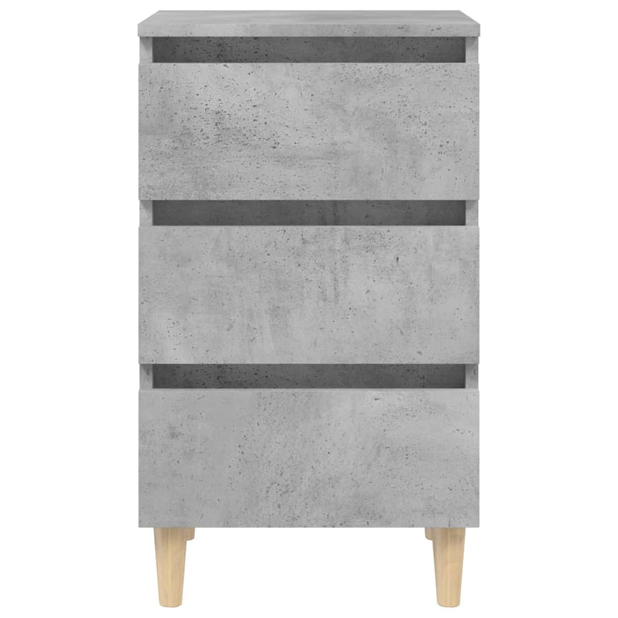 Nachtkastjes 2 st met houten poten 40x35x69 cm betongrijs 2 Betongrijs