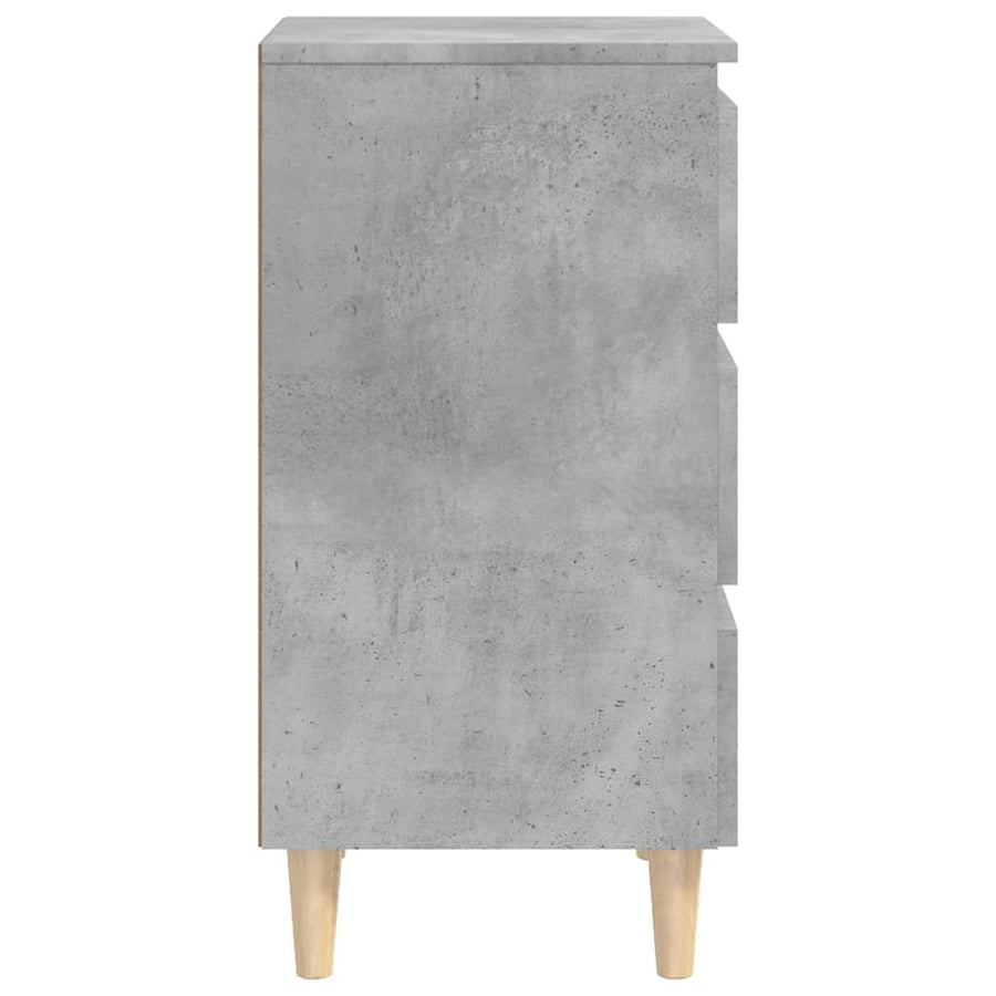 Nachtkastjes 2 st met houten poten 40x35x69 cm betongrijs 2 Betongrijs