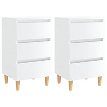 Nachtkastjes 2 st met houten poten 40x35x69 cm hoogglans wit 2 Hoogglans wit