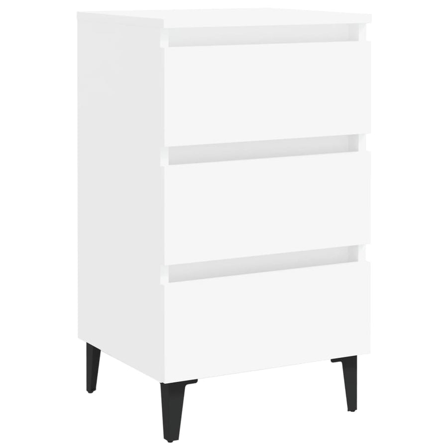 Nachtkastje Met Metalen Poten 40X35X69 Cm 1 Wit