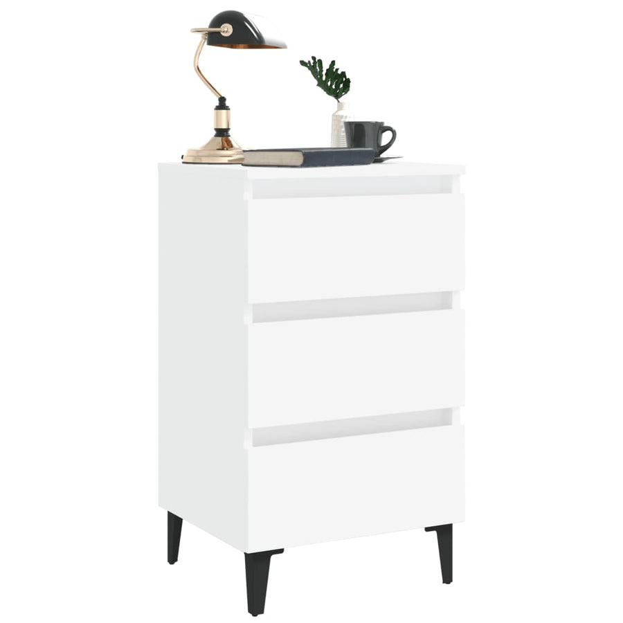 Nachtkastje Met Metalen Poten 40X35X69 Cm 1 Wit