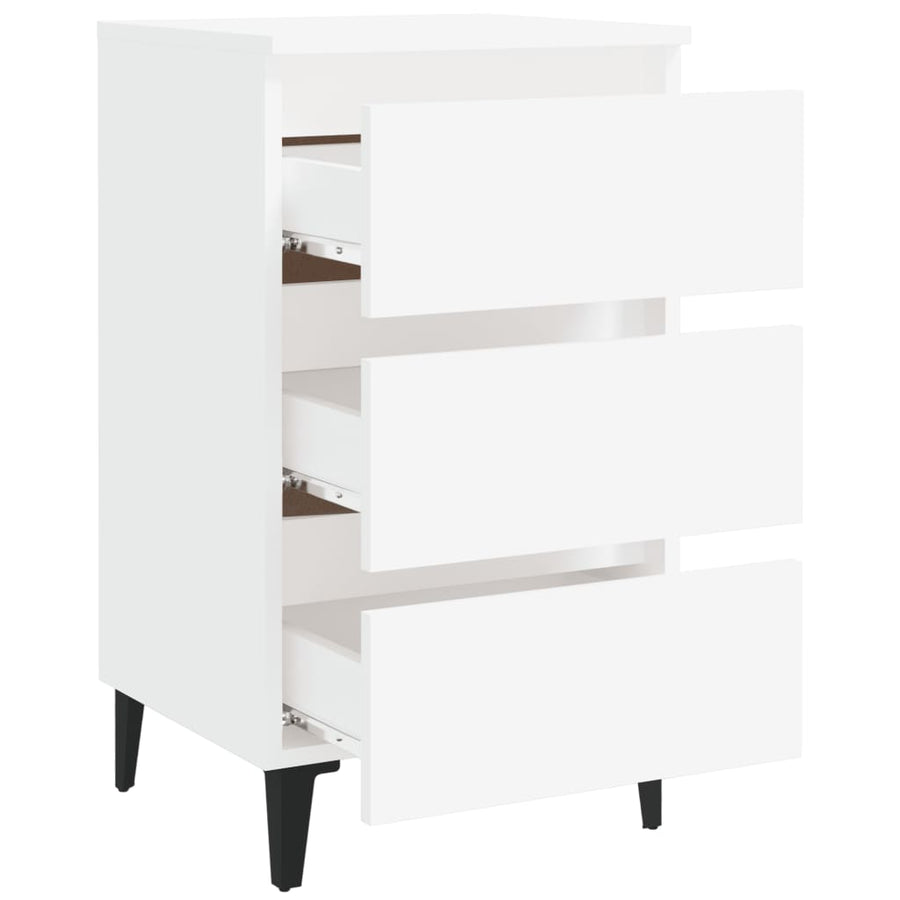 Nachtkastje Met Metalen Poten 40X35X69 Cm 1 Wit