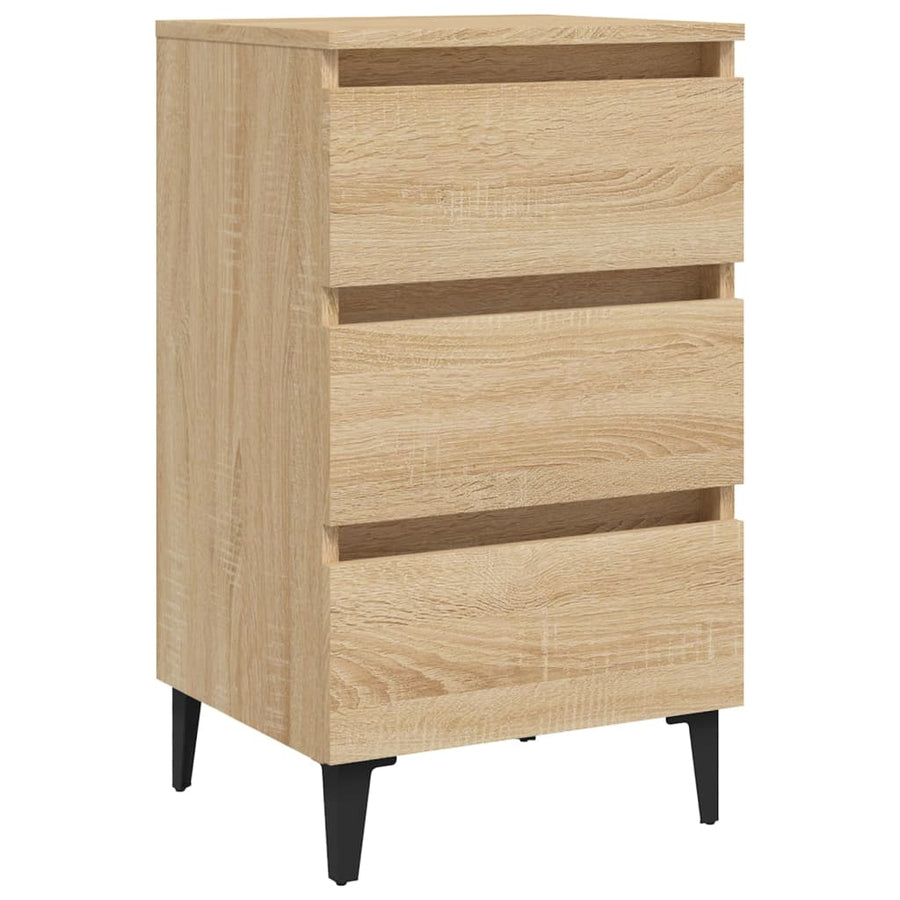 Nachtkastje Met Metalen Poten 40X35X69 Cm Kleurig 1 Sonoma eiken