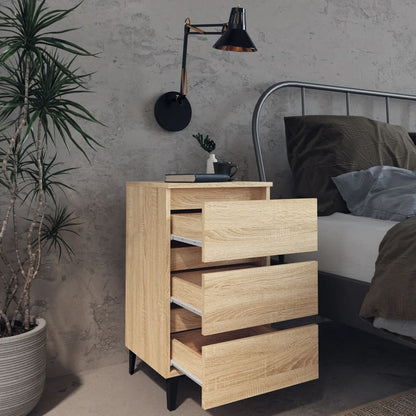 Nachtkastje Met Metalen Poten 40X35X69 Cm Kleurig 1 Sonoma eiken