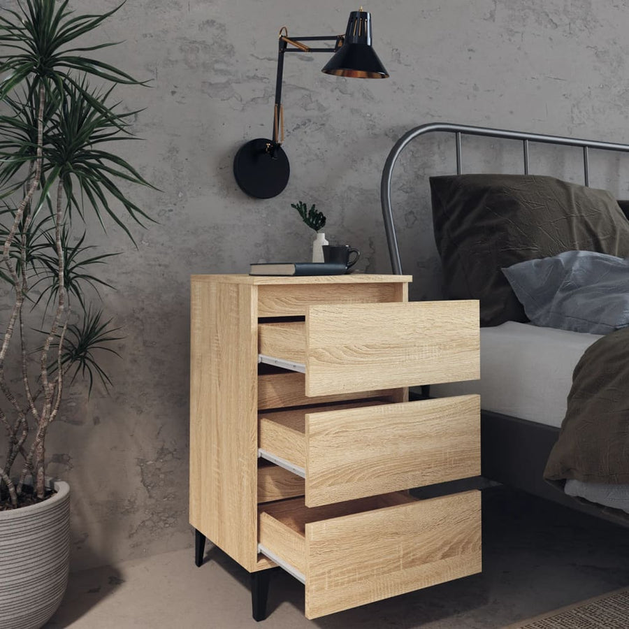 Nachtkastje Met Metalen Poten 40X35X69 Cm Kleurig 1 Sonoma eiken