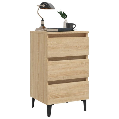 Nachtkastje Met Metalen Poten 40X35X69 Cm Kleurig 1 Sonoma eiken