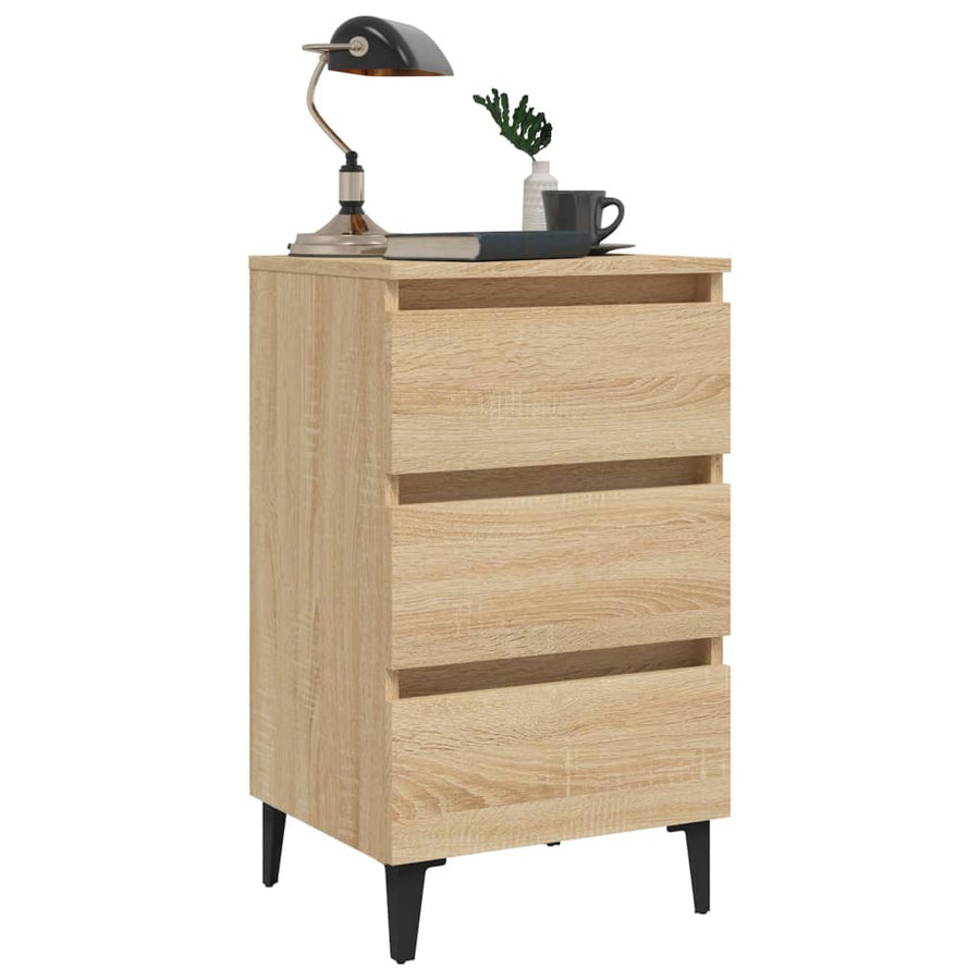 Nachtkastje Met Metalen Poten 40X35X69 Cm Kleurig 1 Sonoma eiken