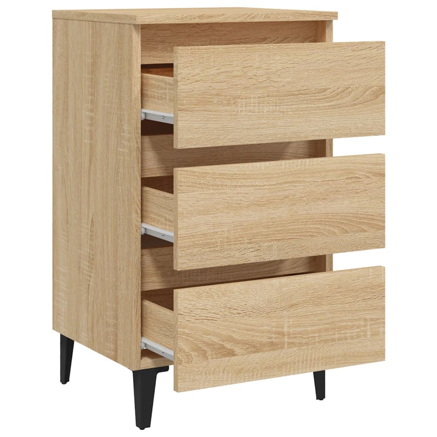 Nachtkastje Met Metalen Poten 40X35X69 Cm Kleurig 1 Sonoma eiken