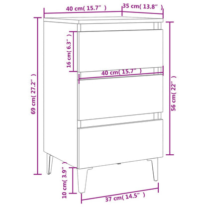 Nachtkastje Met Metalen Poten 40X35X69 Cm Kleurig 1 Sonoma eiken
