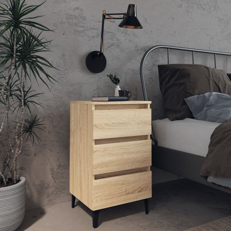 Nachtkastje Met Metalen Poten 40X35X69 Cm Kleurig 1 Sonoma eiken