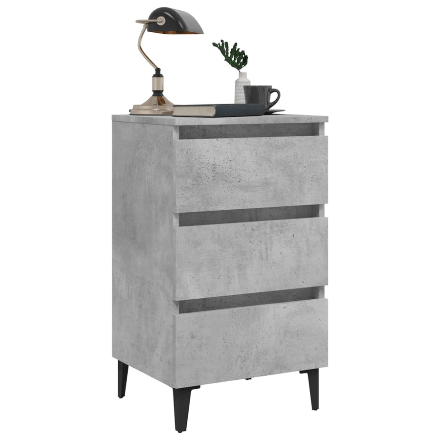 Nachtkastje Met Metalen Poten 40X35X69 Cm 1 Betongrijs