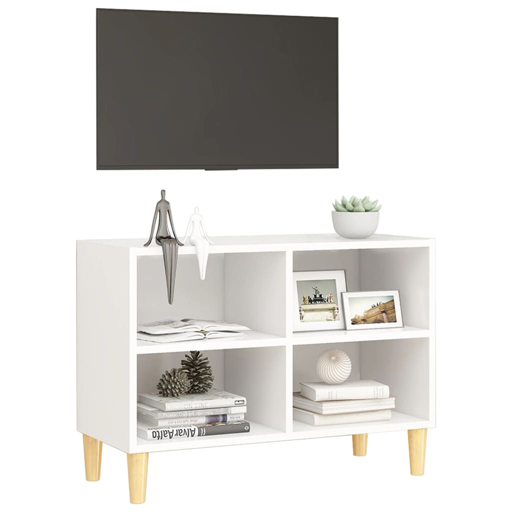 Tv-meubel met massief houten poten 69,5x30x50 cm wit 69.5 x 30 x 50 cm Wit